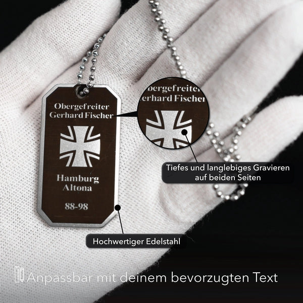 Eisernes Kreuz Dog Tag (Schwarz) Steelmonks