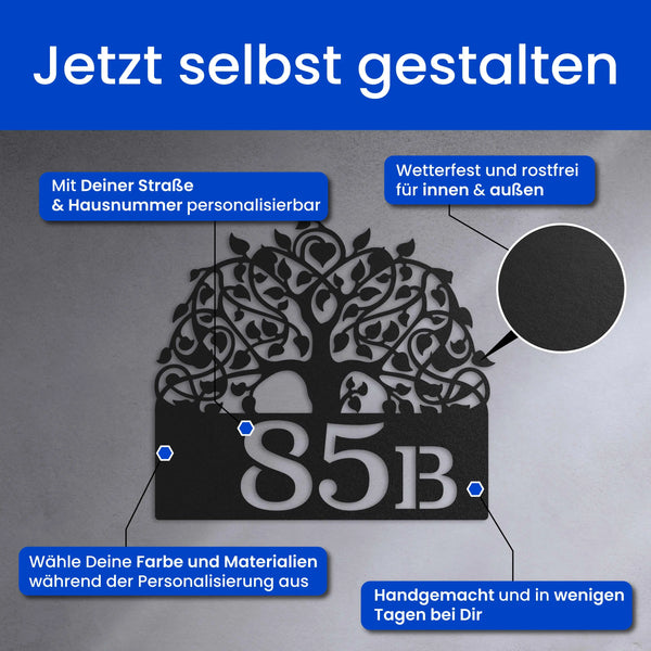 Baum des Lebens mit Nummer - Hausnummer