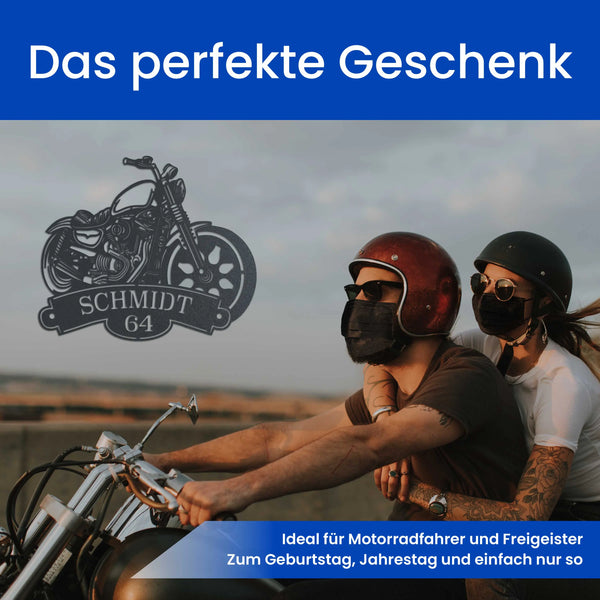 Motorrad mit Name und Nummer - Steelmonks
