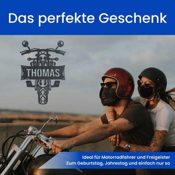 Motorrad mit Text (Vorne) - Motorrad Schild