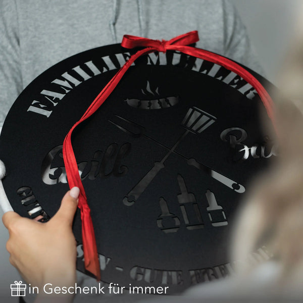 Rundes Grillschild Steelmonks
