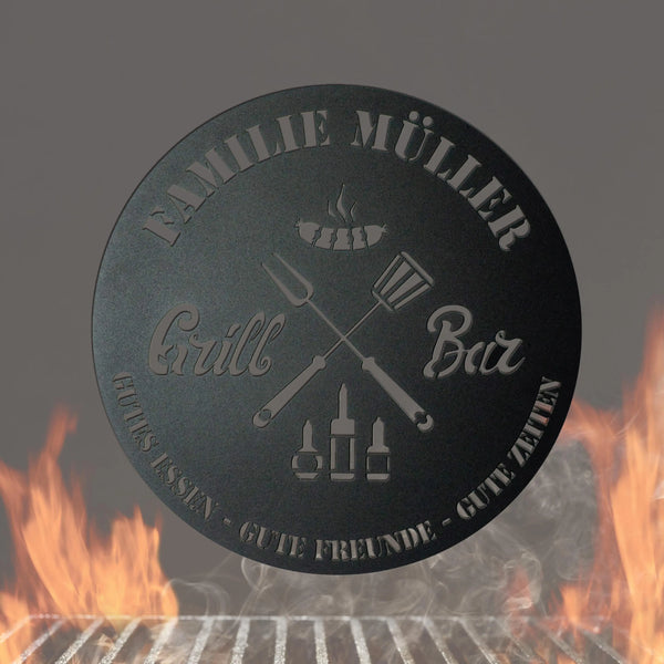 Rundes Grillschild Steelmonks