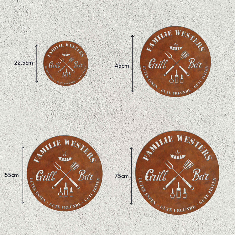 Rundes Grillschild Steelmonks