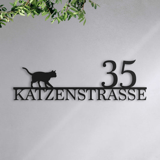Straßenschild mit Katze Steelmonks
