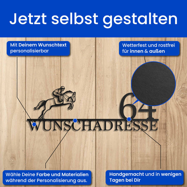 Straßenschild mit springendem Reiter Steelmonks
