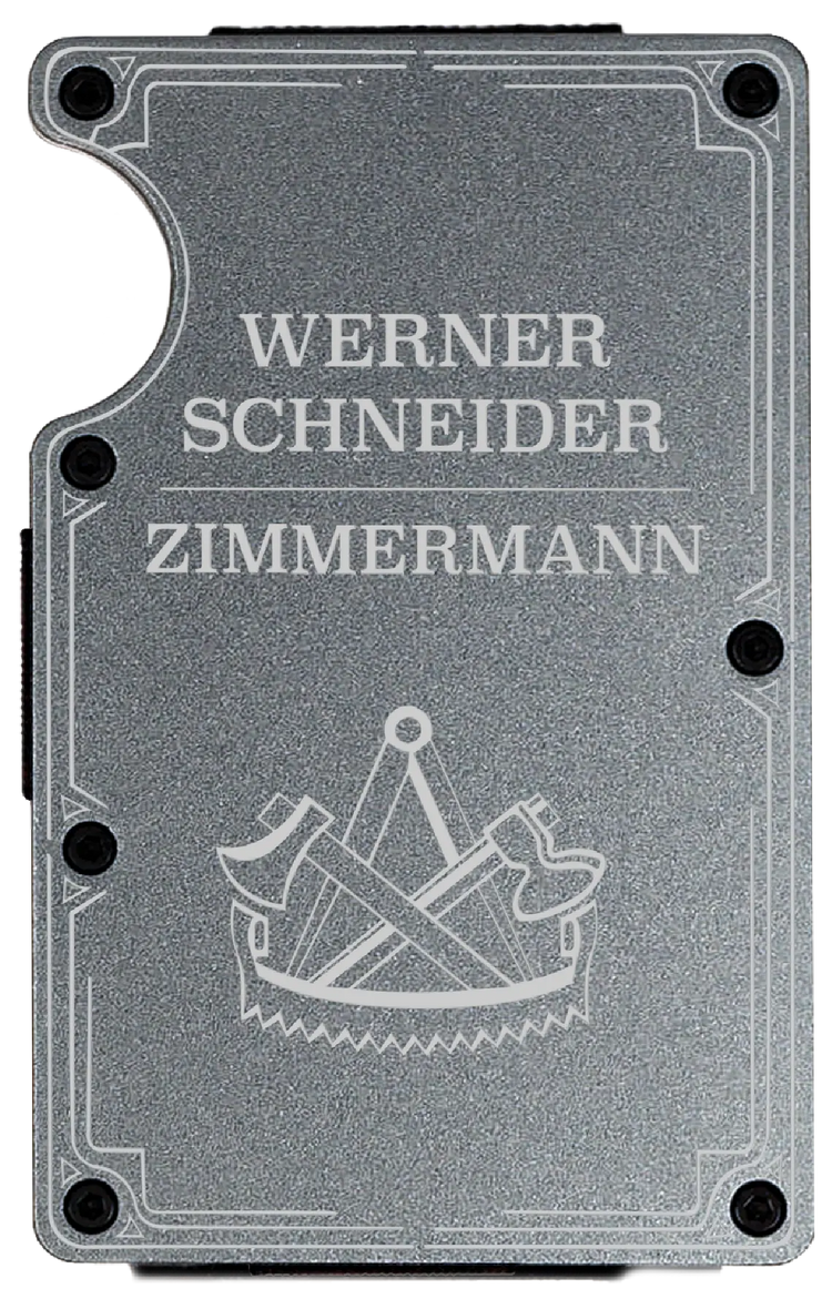 Passender RFID Kartenhalter mit Gravur (Grau)