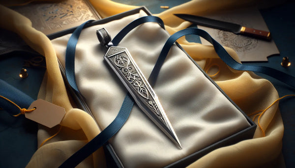 Nahaufnahme eines gravierten Werkzeuganhängers mit glänzender Oberfläche und klaren Linien, in Steelmonks Farben elegant inszeniert.