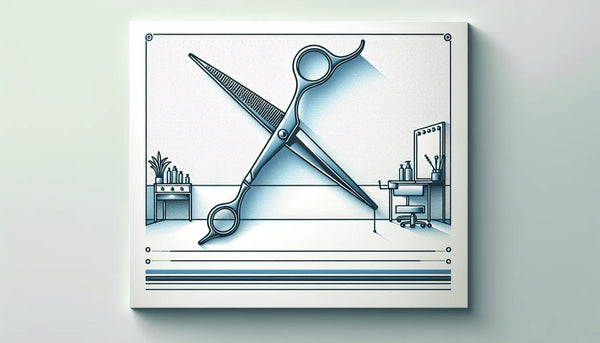 Friseurschere als klare Vektorgrafik auf hellem Hintergrund mit Text zu Friseur Basics
