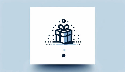 Geschenkpaket als einfache Vektorgrafik auf hellem Hintergrund mit Text zu Geschenken fuer Handwerker
