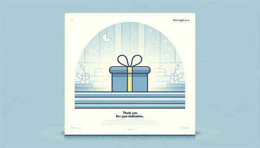 Geschenkpaket als einfache Vektorgrafik auf hellem Hintergrund mit Text zu Geschenken fuer Reinigungskraefte