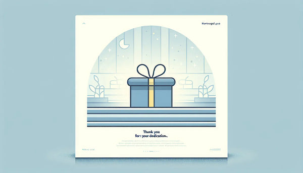 Geschenkpaket als einfache Vektorgrafik auf hellem Hintergrund mit Text zu Geschenken fuer Reinigungskraefte