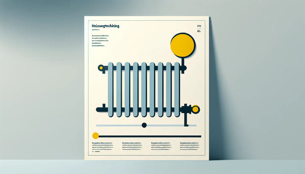 stilisiertes heizkoerper symbol als klare vektor grafik auf hellen hintergrund mit text zu heizungstechnik und wartung
