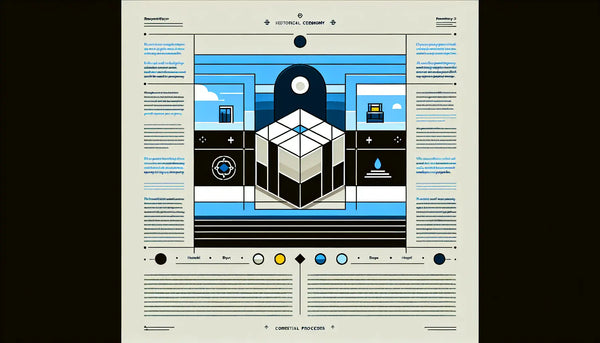 Minimalistische Infografik mit einer stilisierten Geschenktruhe in Persian Blue und kleinem gelben Akzent auf weißem Hintergrund, mit schwarzem Text Historische Zeremonie und Formelle Abläufe und Wertschätzung