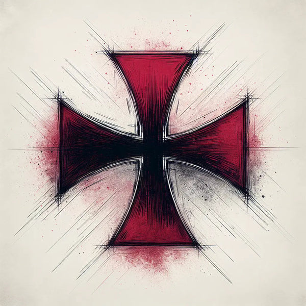 Abstraktes Malteserkreuz als skizzenhafte ruhige Darstellung