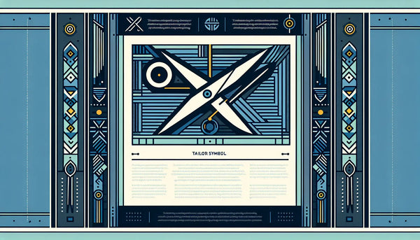stilisiertes maßschneider symbol mit schere und nadel als klare vektorgrafik auf hellem hintergrund mit text zu traditionelles handwerk