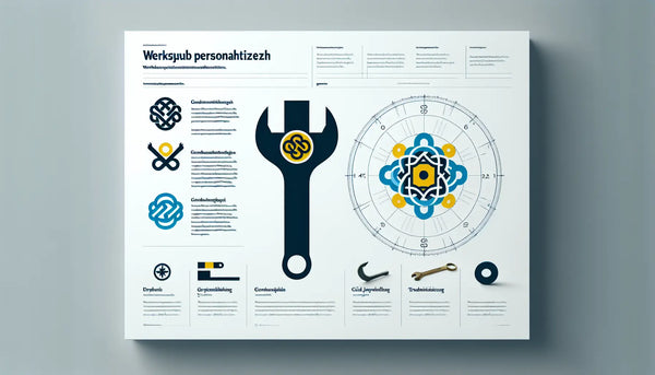 stilisiertes wrech und traditionelles guild schmuckanhänger als einfache vektorgrafik auf hellem hintergrund mit text zu personalisierten werkzeugen
