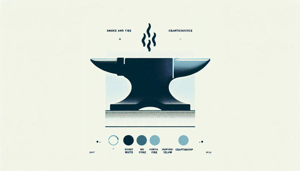 Amboss als saubere Vektorgrafik auf hellem Hintergrund mit Text zu Schmiede Werkzeug und Feuer Handwerkskunst