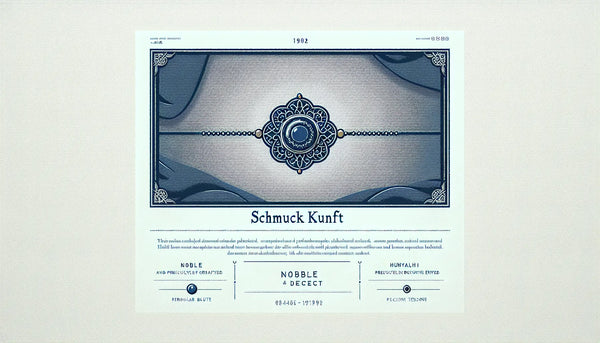 elegantes stilisiertes schmuckstueck als klare vektorgrafik auf hellem hintergrund mit kurzem infotext zu schmuck kunst