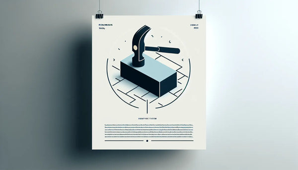 Steinmetzhammer als klare Vektorgrafik auf hellem Hintergrund mit text zu Steinmetzwerkzeug und Werkstatt werkzeug fuer Steinmetze