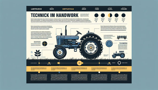 moderner traktor als einfache vektorgrafik auf hellem hintergrund mit text zu technik im handwerk und landwirtschaft trifft technologie