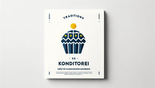 stilisiertes cupcake symbol als klare vektorgrafik auf hellem hintergrund mit text zu kreative handgemachte backwaren