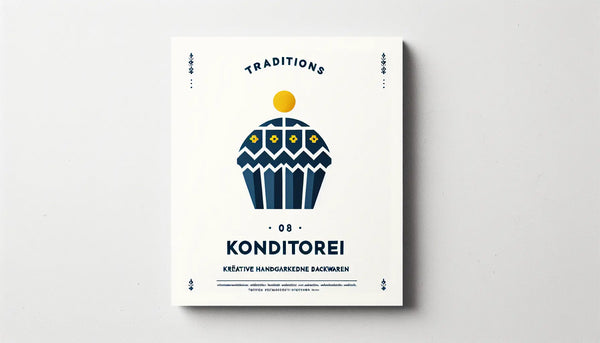 stilisiertes cupcake symbol als klare vektorgrafik auf hellem hintergrund mit text zu kreative handgemachte backwaren