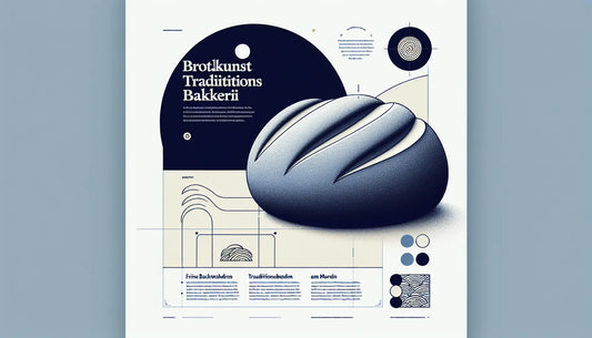 ein einzelnes stilisiertes brot als vektorgrafik auf hellem hintergrund mit infotext zu traditioneller backerei und frischen backwaren am morgen