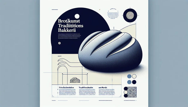 ein einzelnes stilisiertes brot als vektorgrafik auf hellem hintergrund mit infotext zu traditioneller backerei und frischen backwaren am morgen