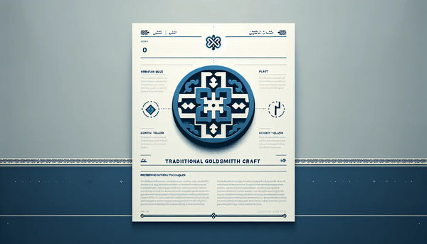 stilisiertes schmuckstueck symbol traditionelles goldschmiedehandwerk klare vektorgrafik auf hellem hintergrund mit text historisch techniken bewahren