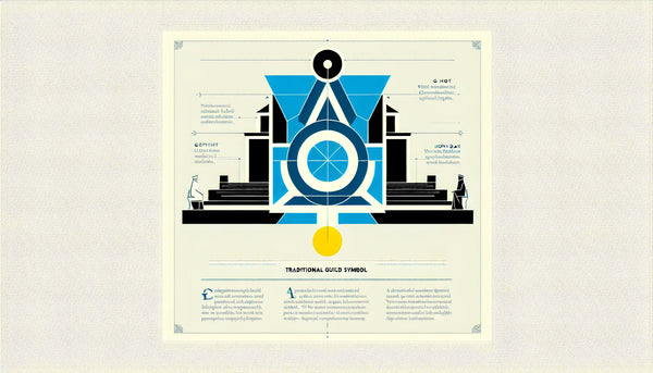 geometrisches zunftzeichen als klare vektorillustration auf hellem hintergrund mit text zu traditionelles zunftzeichen handwerk und symbolik