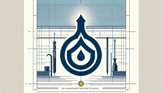 Zunftanhaenger als klare Vektorgrafik in persian blue auf hellem hintergrund mit text zu werkstatt und gepflegte werkzeuge