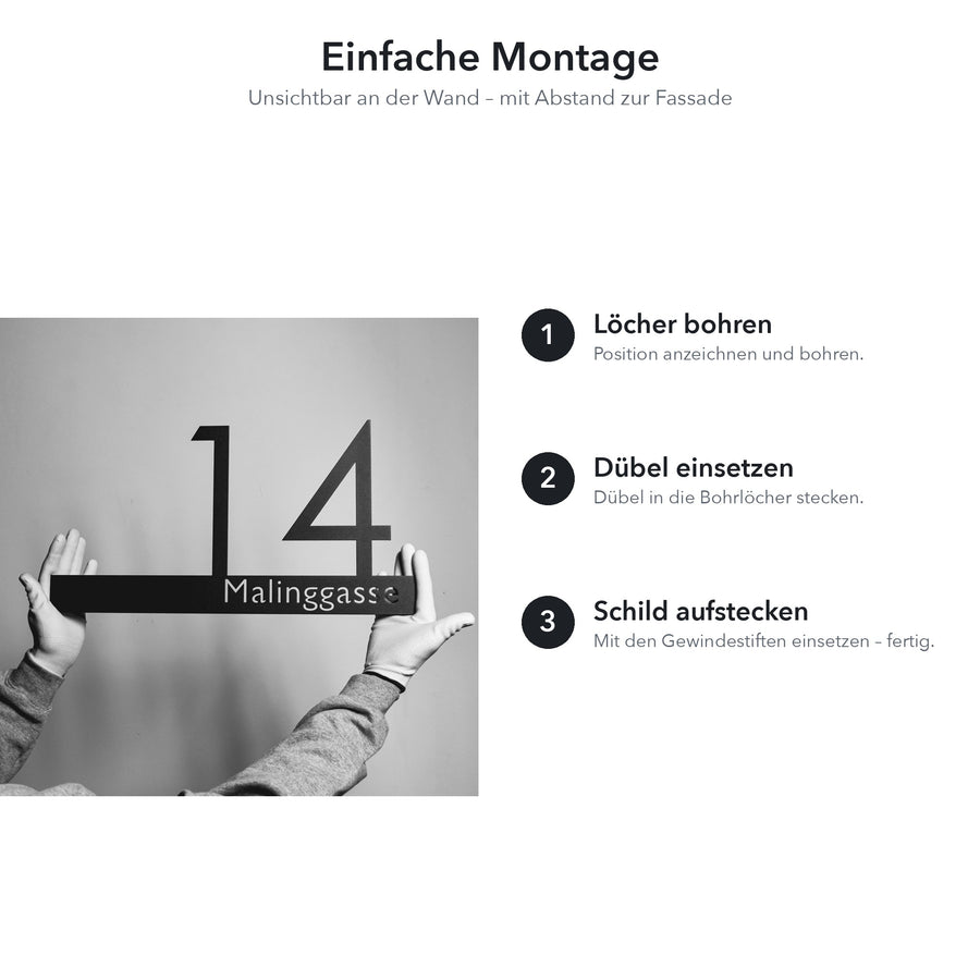 Hausnummer mit Namen – einfache Montage in 3 Schritten