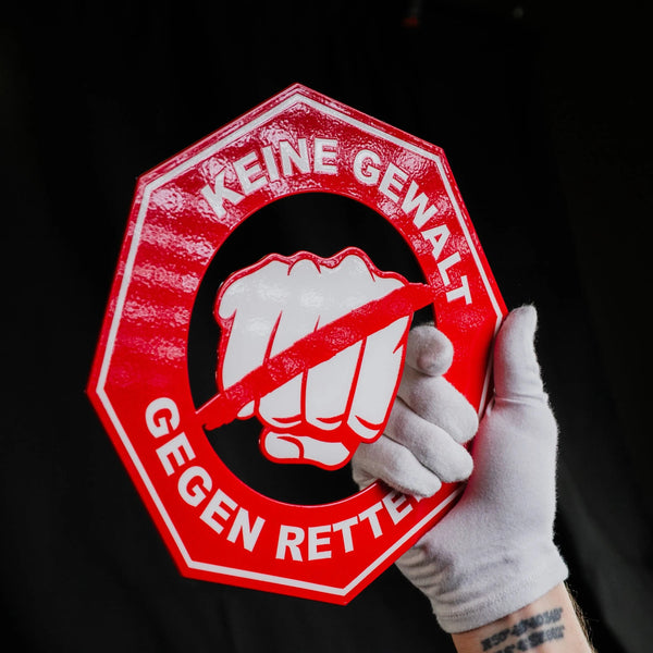 Keine Gewalt Schild Steelmonks