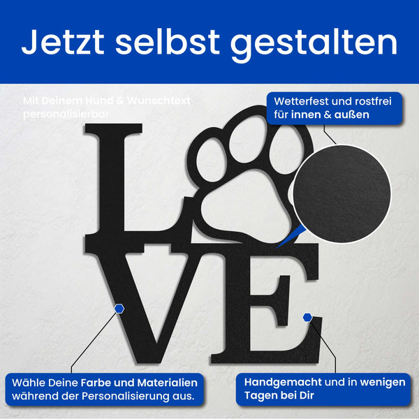 Love Pfote -  Hunde Schild