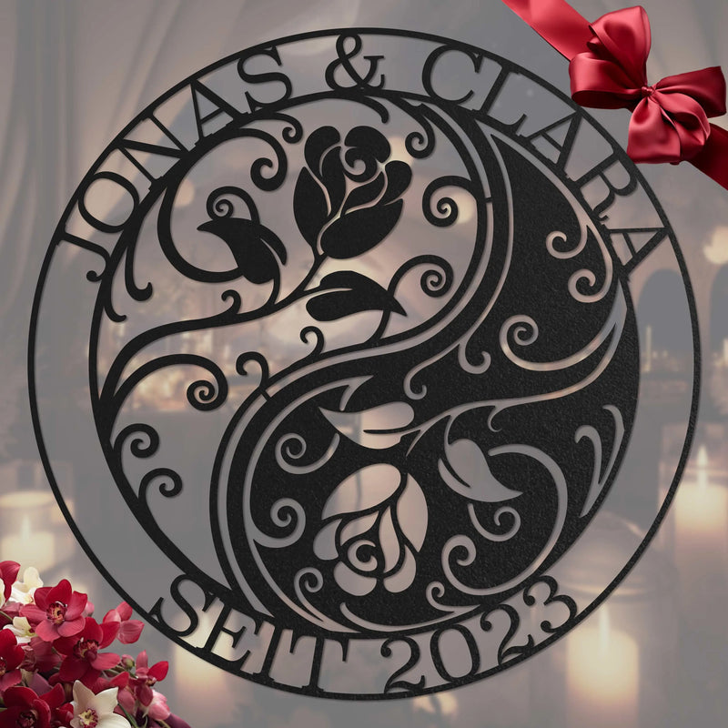 Yin und Yang Rosen Steelmonks – Schilder aus Stahl von Steelmonks