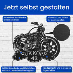 Motorrad mit Name und Nummer