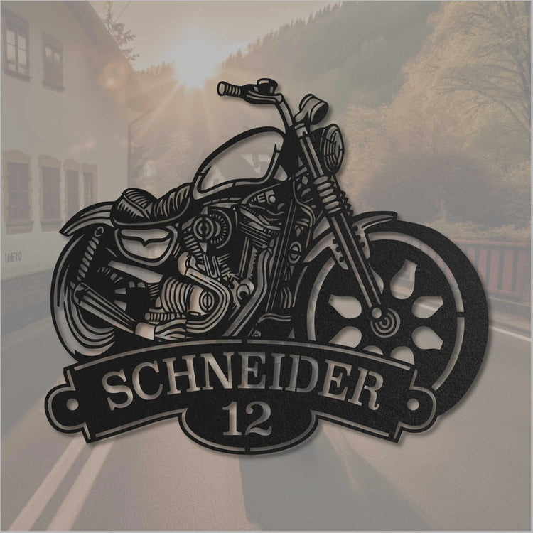 Motorrad mit Name und Nummer