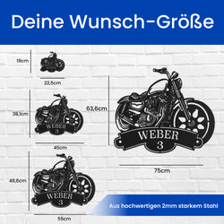 Motorrad mit Name und Nummer