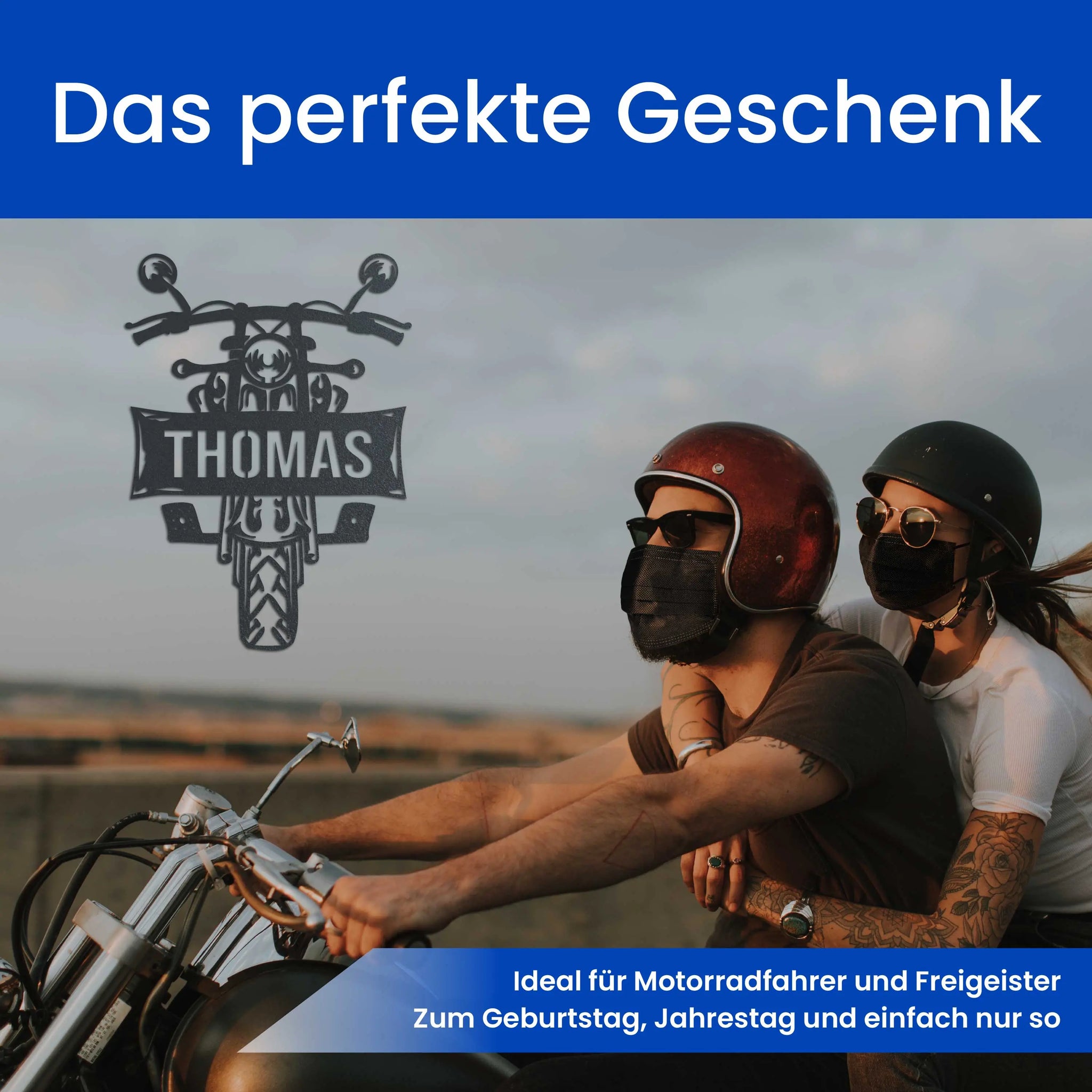 Motorrad mit Text (Vorne) -  Motorrad Schild