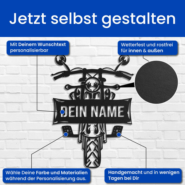 Motorrad mit Text (Vorne) -  Motorrad Schild