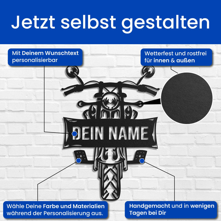 Motorrad mit Text (Vorne) -  Motorrad Schild