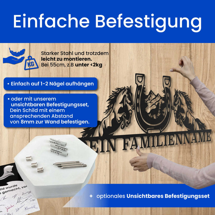 Familienname mit Pferden -  Pferde Schild