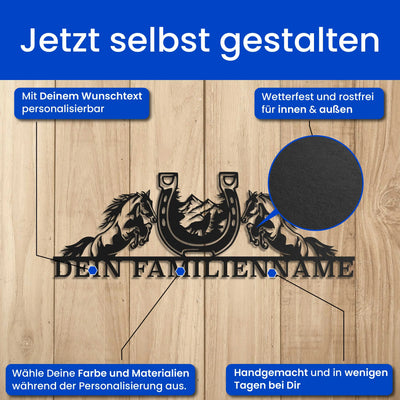 Familienname mit Pferden -  Pferde Schild