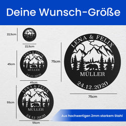 Familienschild Berge -  Baum Schild