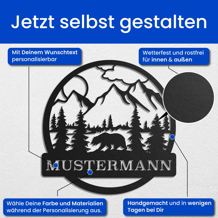 Berge -  Baum Schild