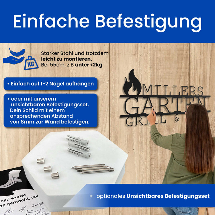 Modernes Garten und Grillschild -  Grillschild