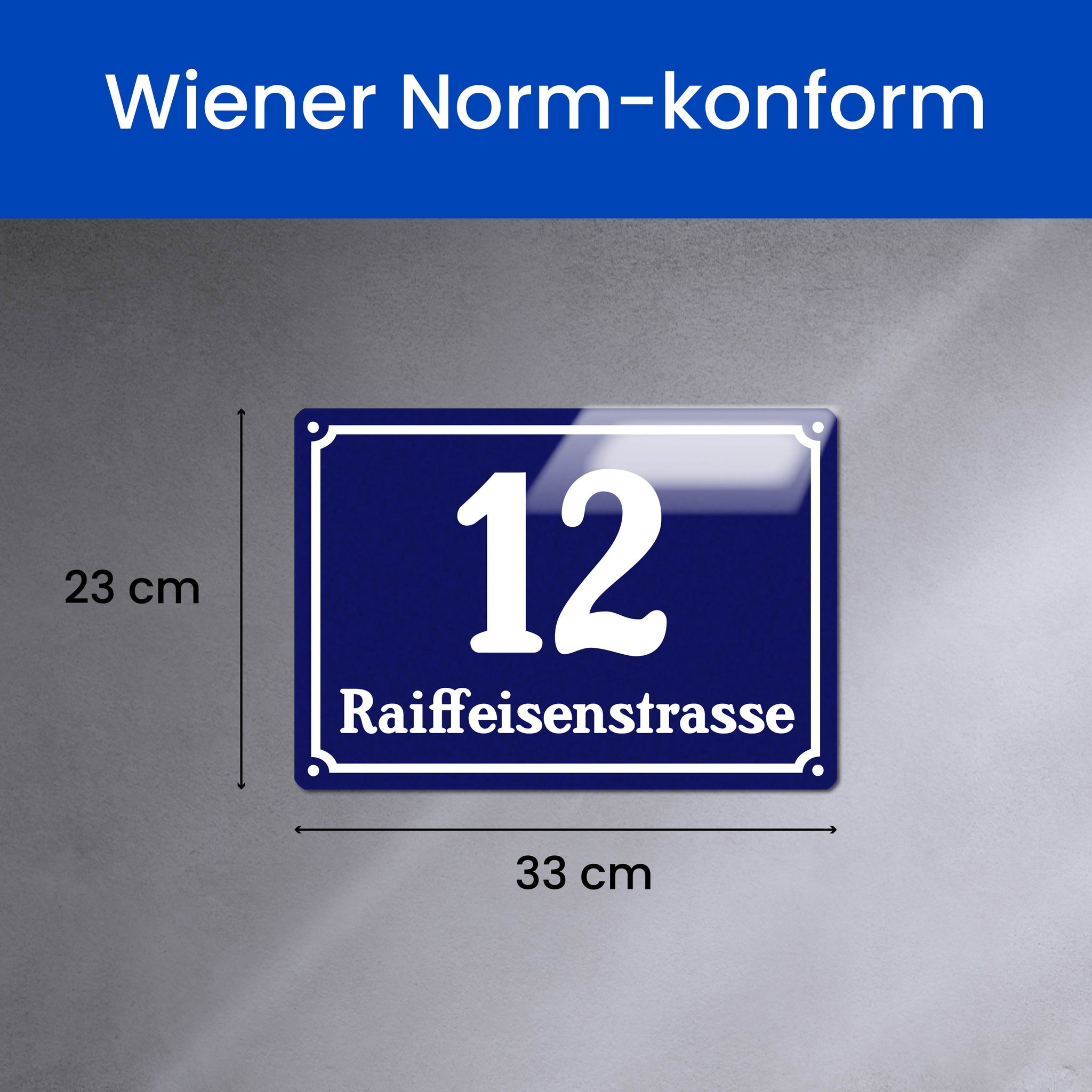 Emaille Wiener Norm Hausnummernschild 23x33 cm
