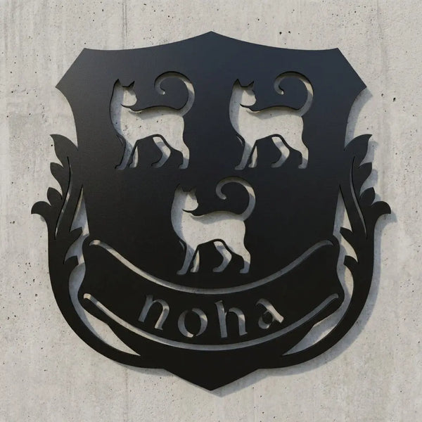 Familienwappen mit drei Katzen – Noha Steelmonks