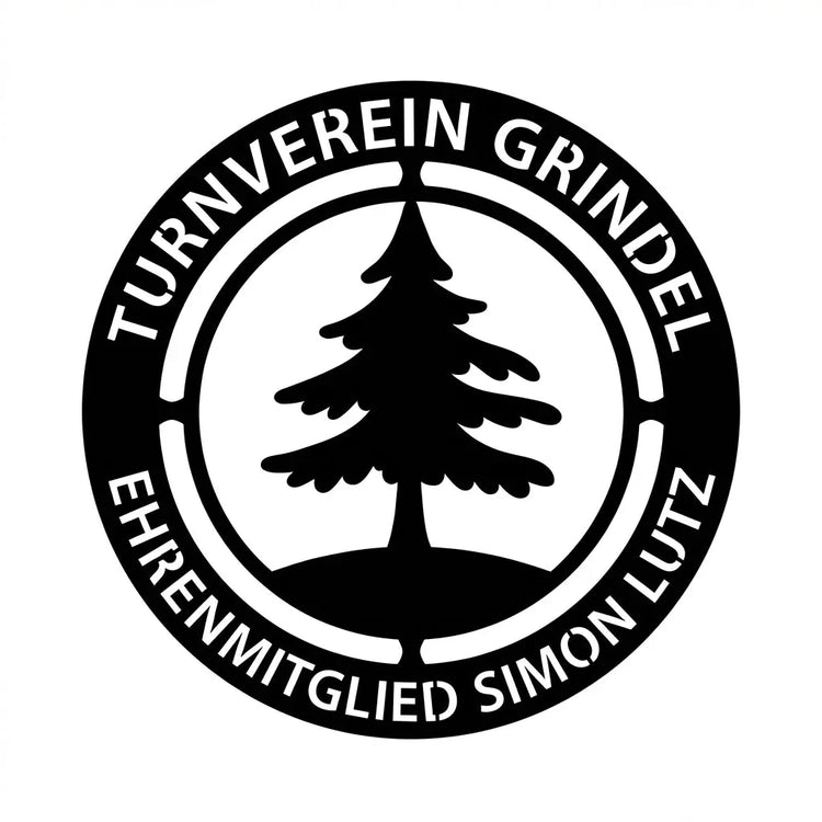 Rundes Vereinslogo-Schild Turnverein Grindel – Ehrenmitglied Simon Lutz Steelmonks