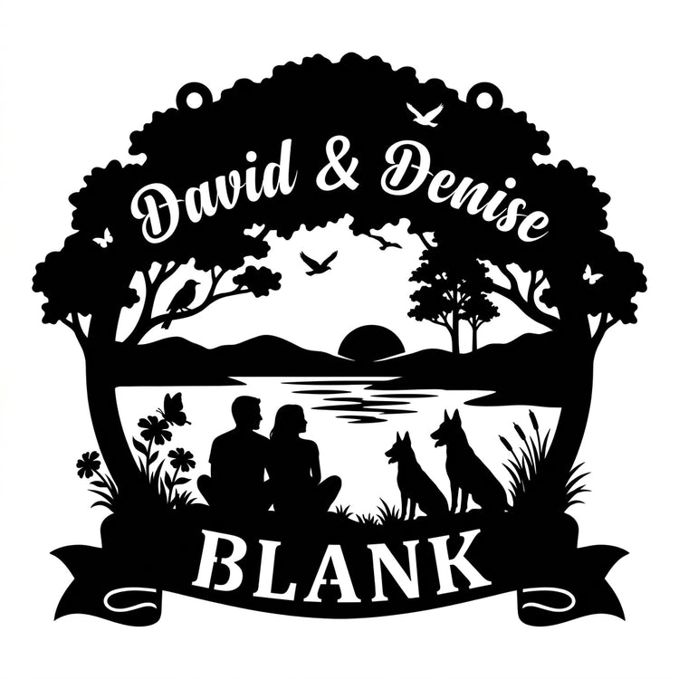 Baumkrone-Familienschild David & Denise – BLANK